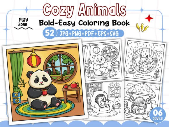 Bold and Easy Cozy Animals Coloring Book