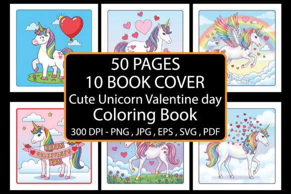 Cute Unicorn Valentine Day Coloring Book: A Creative Resource for Relaxation, Gifting, and Publishing Success