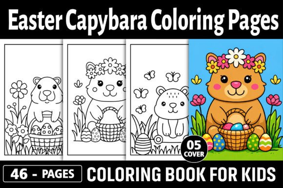 Easter Capybara Coloring Pages for Kids: Designing Unique KDP Interiors