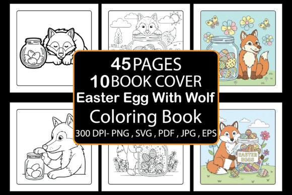 Easter Egg with Wolf Coloring Book for All