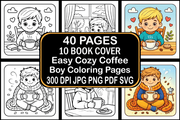 Easy Cozy Coffee Boy Coloring Pages