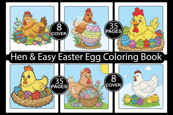 Hen Easy Easter Egg Coloring Book