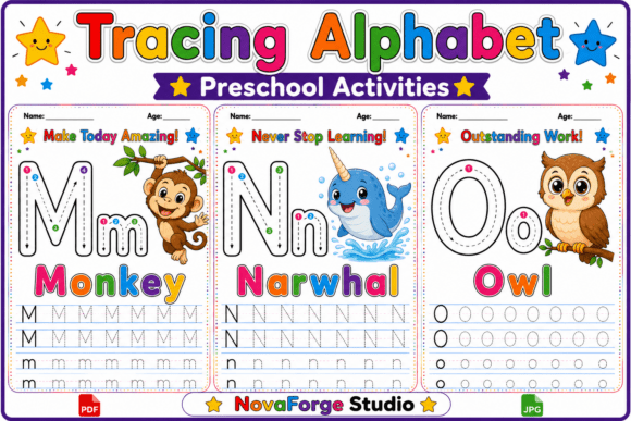 Preschool Alphabet M-N-O Worksheets