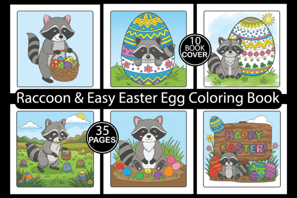 Raccoon Easy Easter Egg Coloring Book